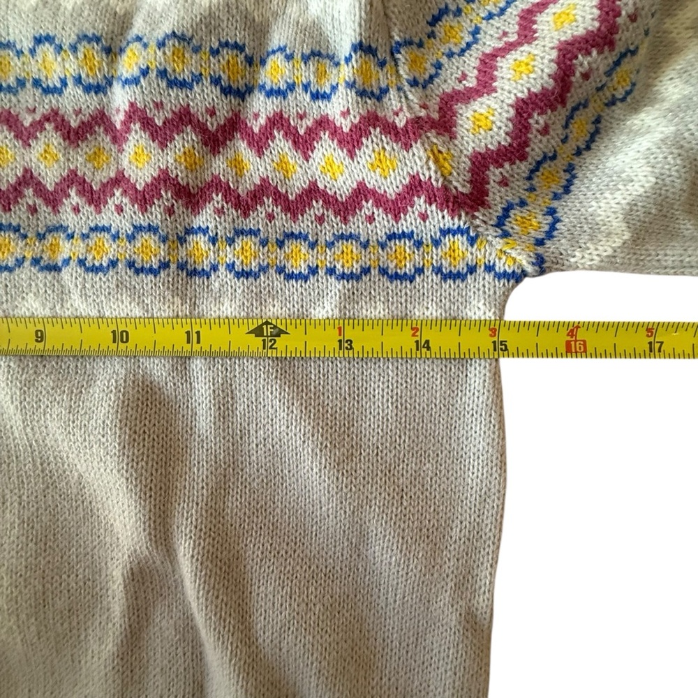 Vintage Fair Isle Pullover Grey Acrylic Knit Sweater Size XS - Picture 5 of 6